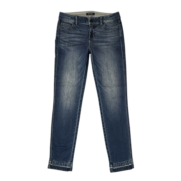 White House Black Market Skimmer Blue Raw Let Down Hem Jeans Size 2 #1828 NWT - Picture 1 of 7